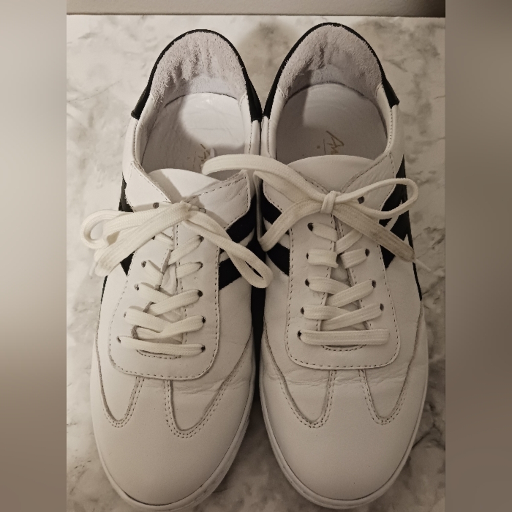 Andrea Conti Classic White And Black Women's Leather Sneakers - Picture 10 of 11
